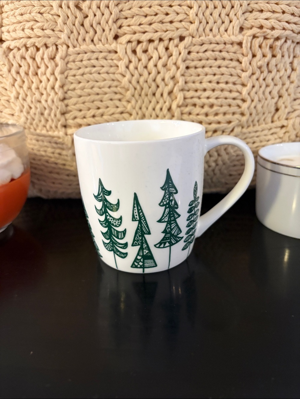 Starbucks White Ceramic Mug with Christmas Trees